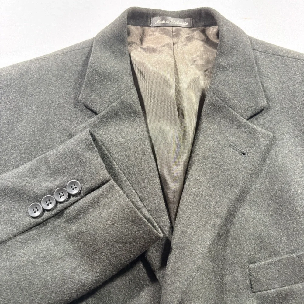 Oscar de la Renta Sport Coat Mens 44S Charcoal Wool Cashmere 3 Button Blazer